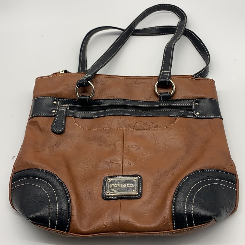 Stone & Co Brown and Black Leather Purse